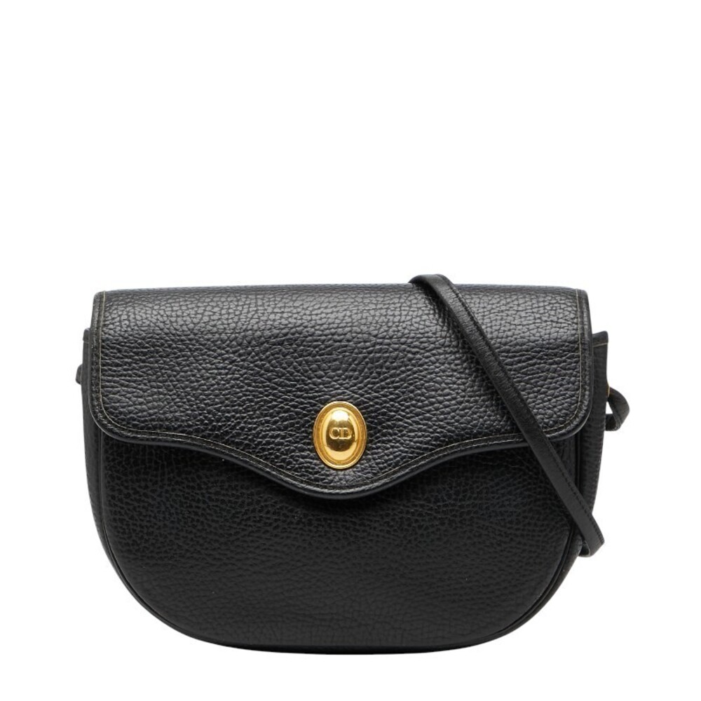 Dior logo crossbody shoulder bag black leather